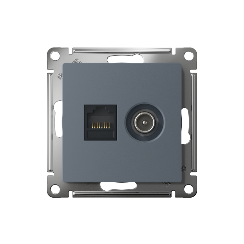 Розетка компьютерная + телевизионная 2-м AtlasDesign RJ45 кат.5E + TV механизм грифель SE ATN000789