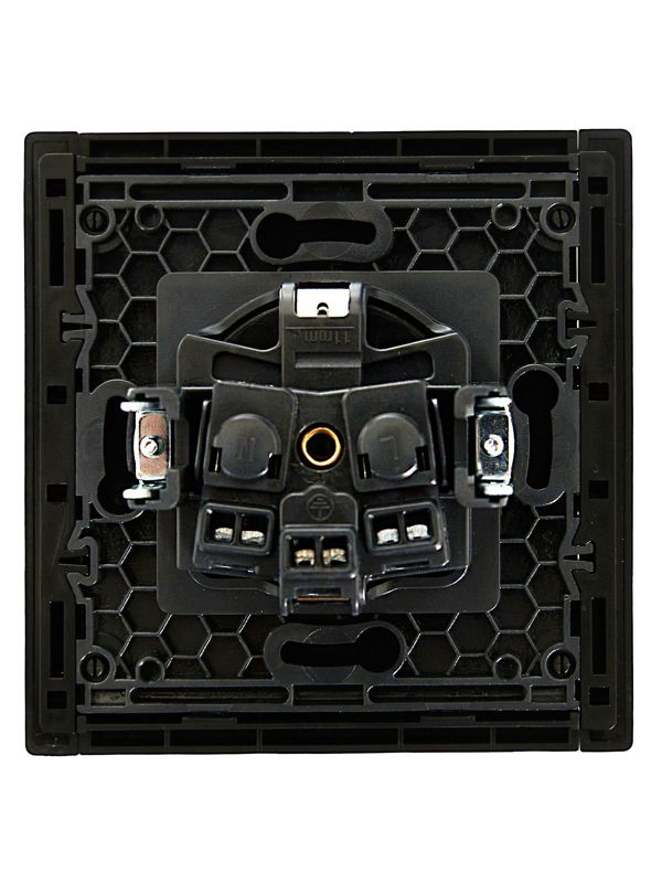 Розетка СП FORTE&PIANO FP116 16А с заземл. без защ. шторок винт. крепл. черн. IEK FP-R11-16-K02