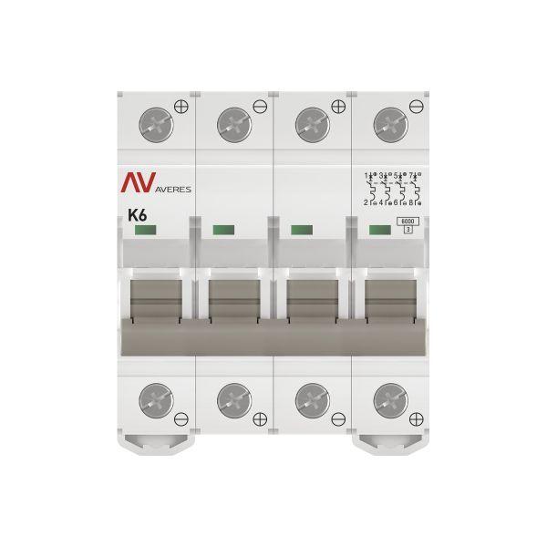 Выключатель автоматический модульный 4п K 6А 6кА AV-6 DC AVERES EKF mcb6-DC-4-06K-av