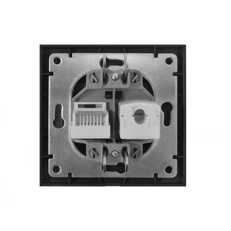 Розетка компьютерная + телефонная 2-м СП Бриллиант в сборе графит Universal 7947618-Gr