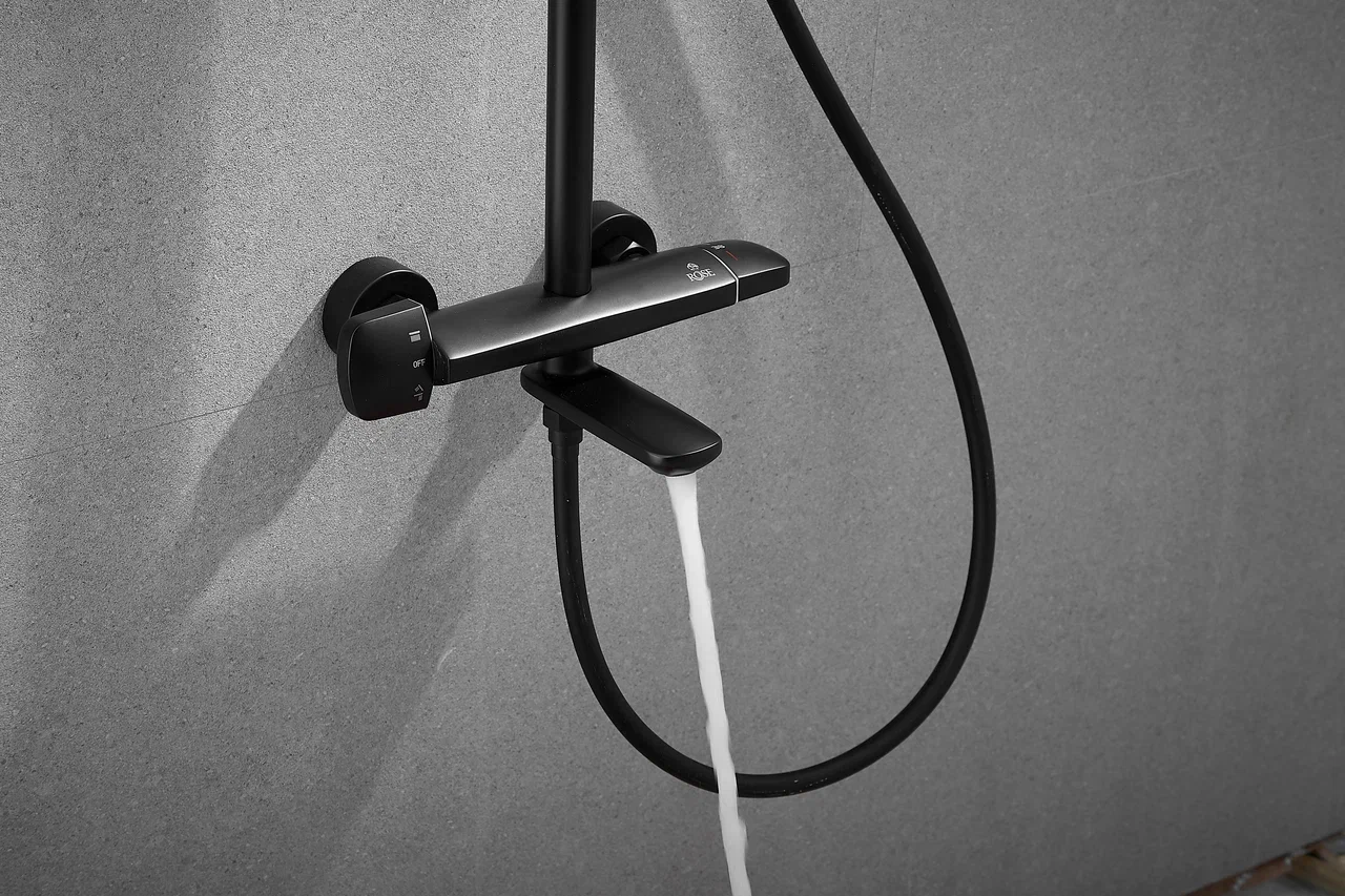 Душевая система с термостатом Rose R3996H, черный