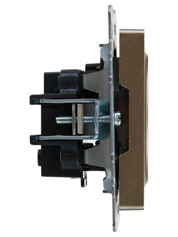 Розетка СП BRITE РСш10-2-БрШ 10А без заземл. защ. шторки механизм шампань IEK BR-R13-10-K37