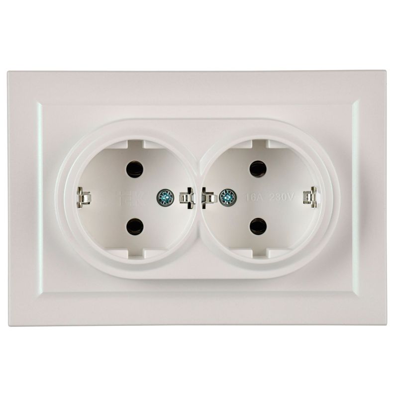 Розетка 2-м СП BRITE РС12-3-БрЖ 16А в сборе с заземл. без защ. шторок жемчуж. IEK BR-R21-16-K36-F