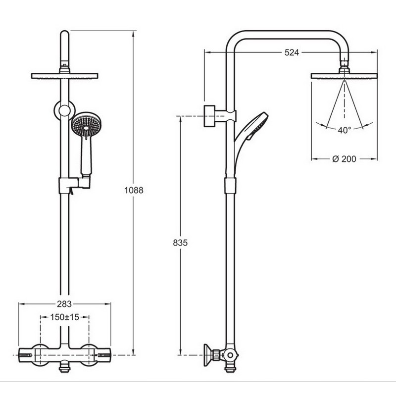 Душевая система Jacob Delafon July E45716-CP с термостатом для душа