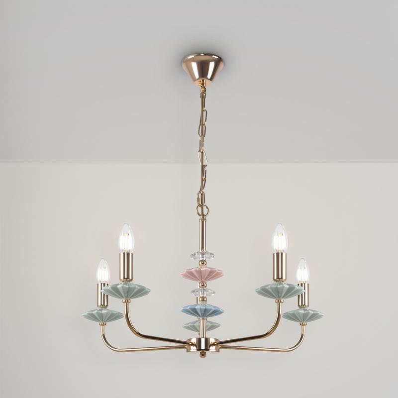 Светильник Castle 40Вт E14х5 IP20 подвесной Freya FR5336PL-05G