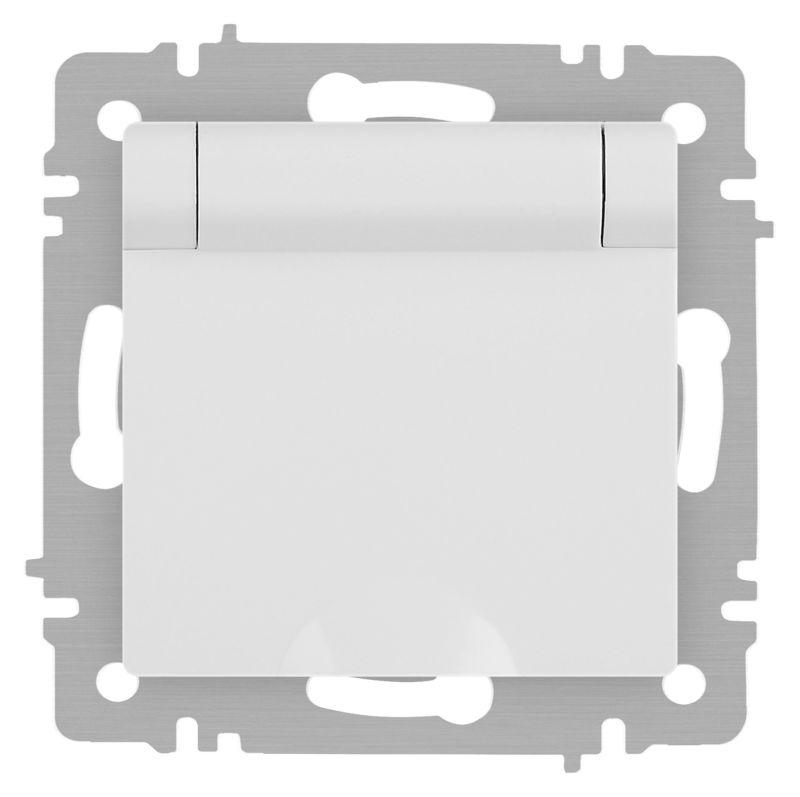 Розетка 1-м СП Accent 6-203-01М 16А IP20 250В 2P+E Schuko с крышкой бел. матов. Intro Б0063713