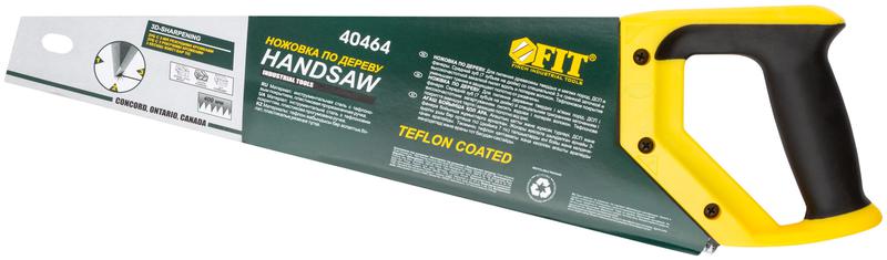 Ножовка по дереву средн.кален.зуб 7 ТPI 3D заточка пласт.прорезинен.ручка тефлон.покрытие 400мм FIT 40464