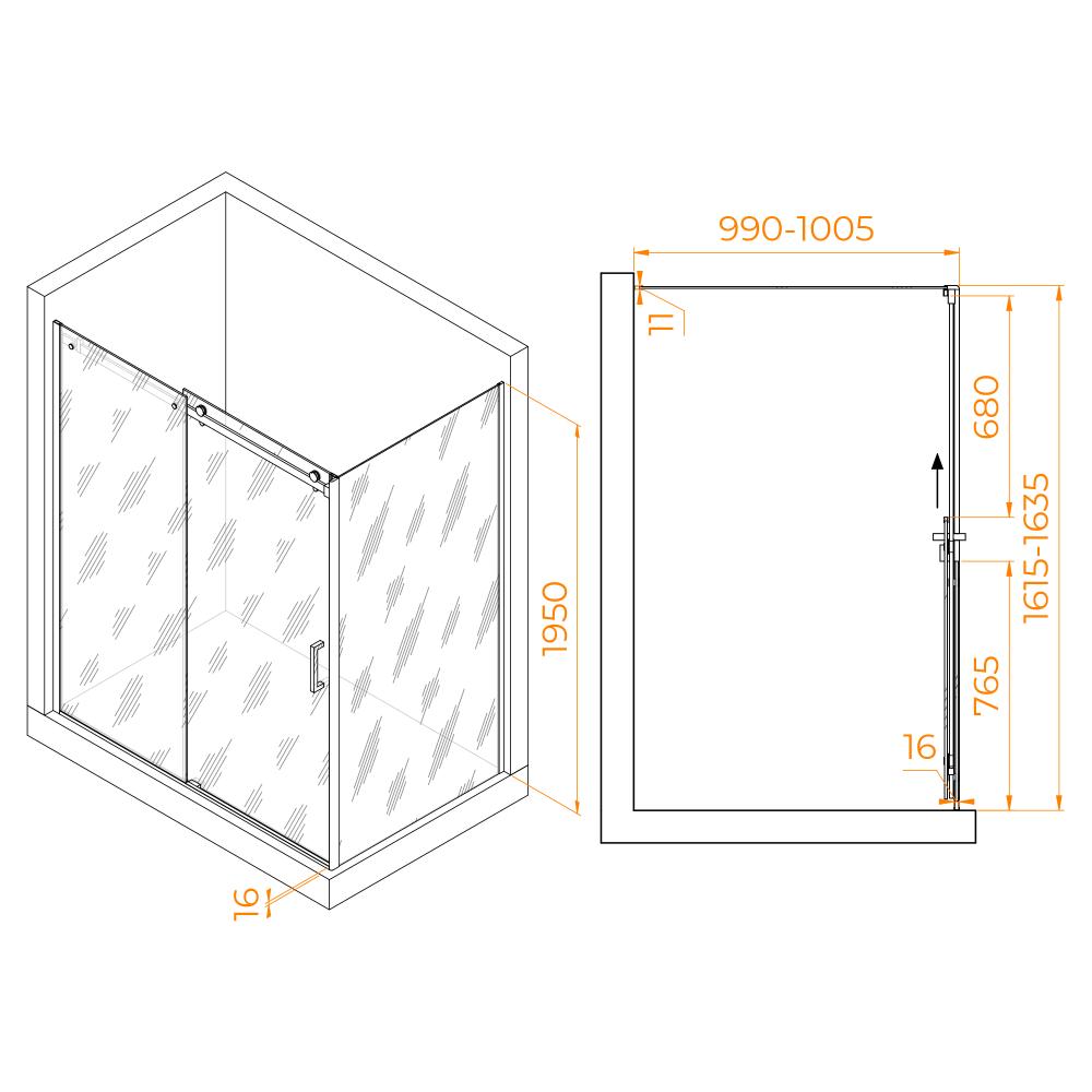 Душевой уголок RGW TO-44-1 (TO-14 + Z-060-2), 020744160-11