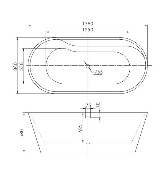 Акриловая ванна BELBAGNO BB14