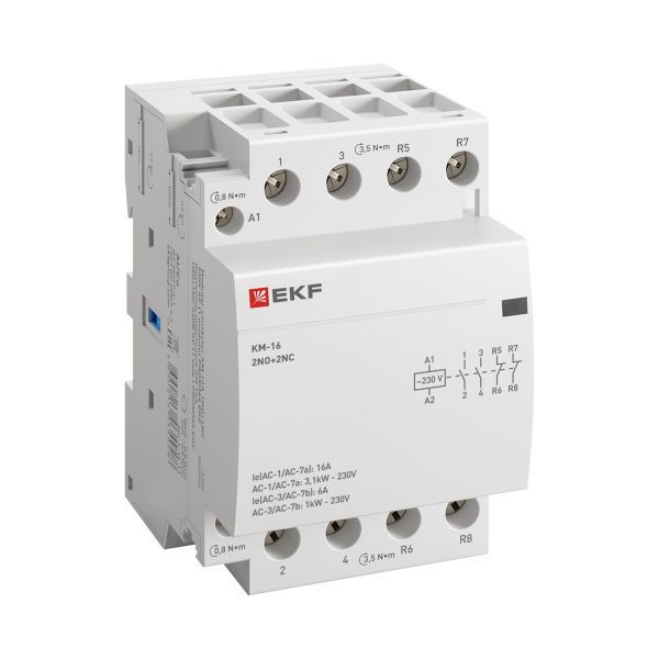 Контактор модульный КМ 16А 2NО+2NC (3 мод.) PROxima EKF km-3-16-22