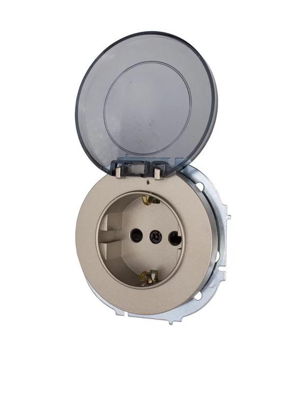 Розетка 1-м СП OSEN IP44 с заземл. с крышкой ПБТ механизм титан LEZARD 743-3788-123BIPCH