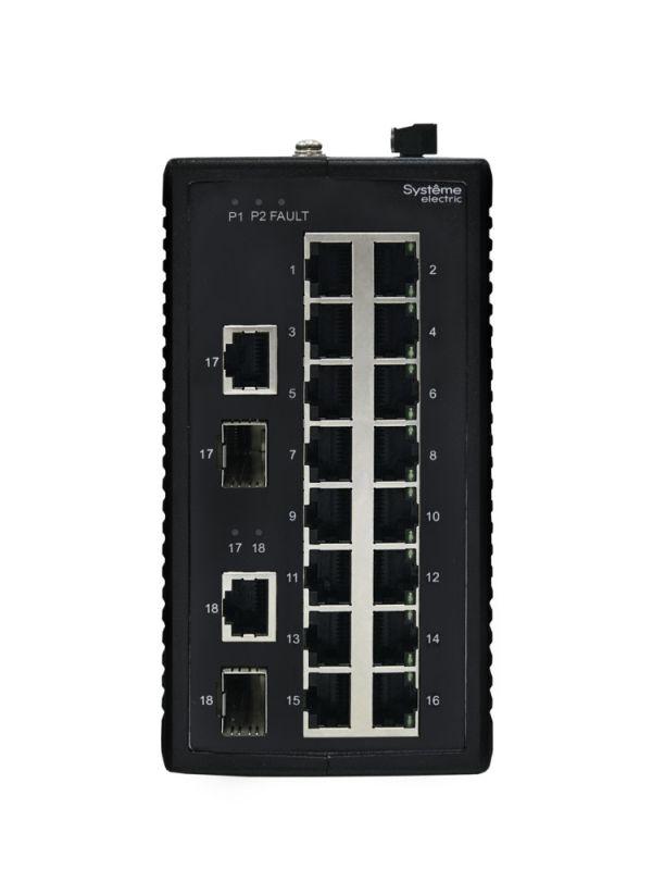 Коммутатор промышленный неуправляемый Ethernet 16х10/100BaseT 2х100/1000BaseX SFP SE NSETU118T16X02A