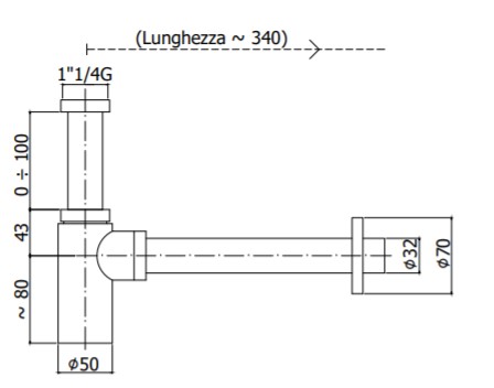 Сифон круглый с подключением 1' 1/4, белый матовый
