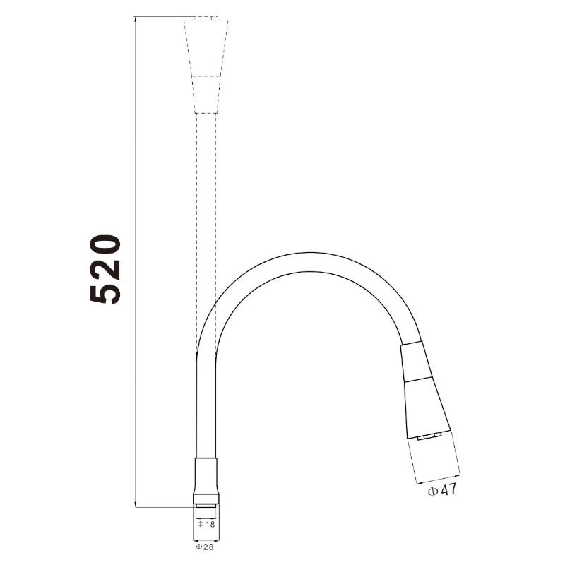 Гибкий излив для кухонного смесителя Savol S-MCG02L, белый
