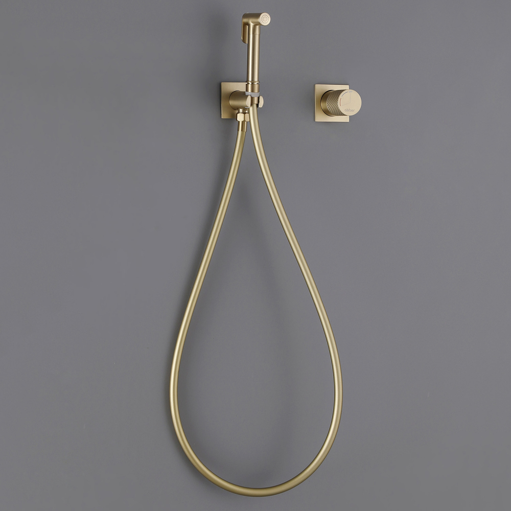 Смеситель ABBER Rund AF8725G с гигиеническим душем, золото матовое