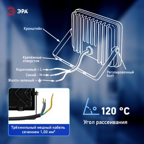 Прожектор светодиодный PRO LPR-062-0-65K-020 20Вт 6500К 2000лм IP65 призма Эра Б0064648