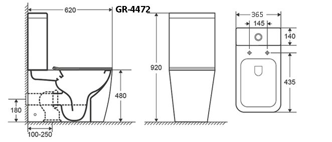 Унитаз gr-4472s style (620*365*920) напольный безободковый