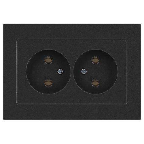 Розетка 2-м СП Accent 6-204-07 16А IP20 250В 2P AL/CU графит Intro Б0063435