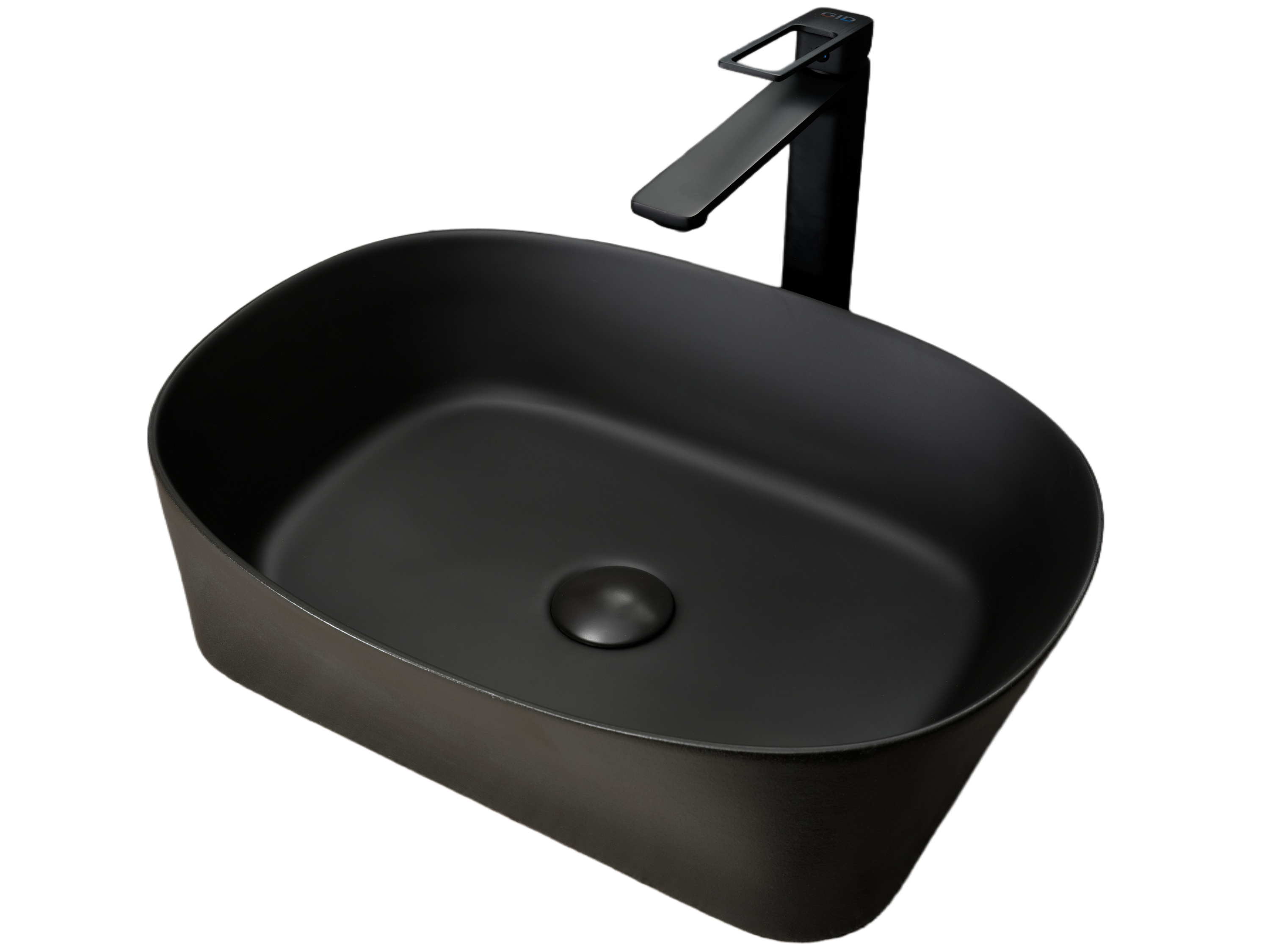 Раковина Gid N9028bg 53380 накладная черная графит 53x36x14