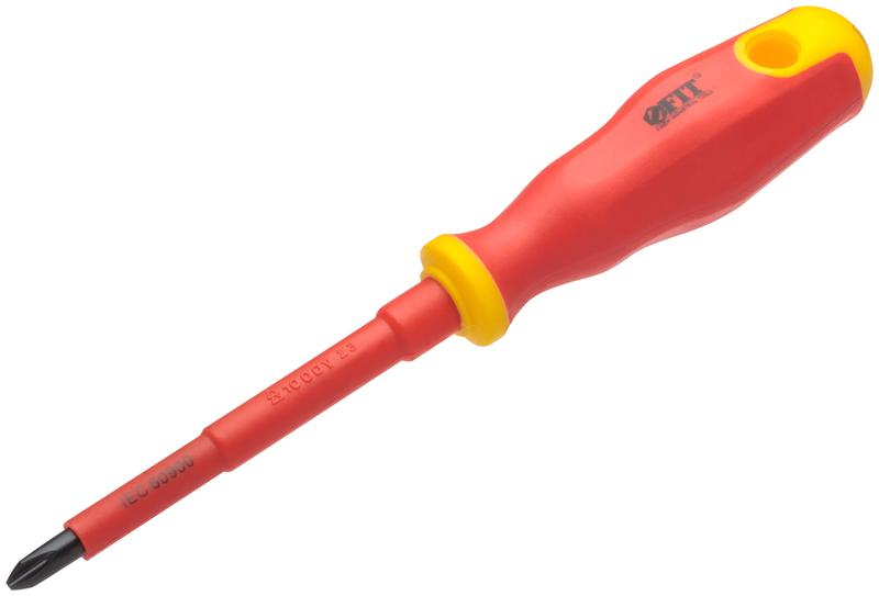 Отвертка изолированная 1000В CrV сталь прорезинен. ручка 6.5х100мм РН2 FIT 55894
