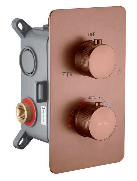 Смеситель встроенный с термостатом 2-х проходной CELL BRUSHED BRONZE