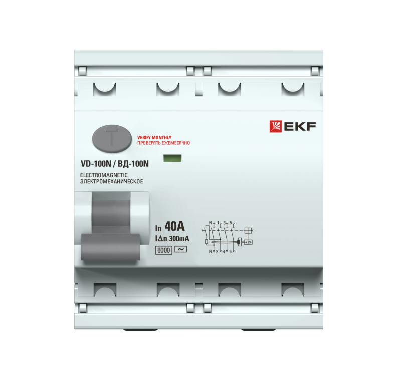 Выключатель дифференциального тока 4п 40А 300мА тип AC 6кА ВД-100N (S) электромех. PROxima EKF E1046MS40300