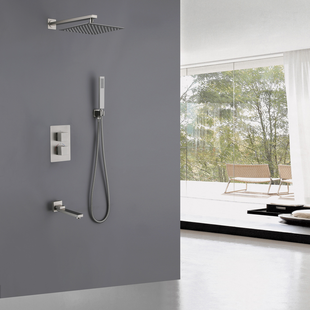 Душевая система ABBER Daheim AF8250SP скрытого монтажа с изливом, термостат, сатин