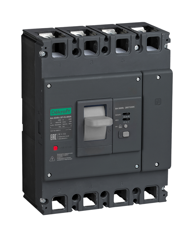 Выключатель автоматический силовой 3п 250А 70кА ВА-304Rc Inst 300/500/1000мА DEKraft 28560DEK