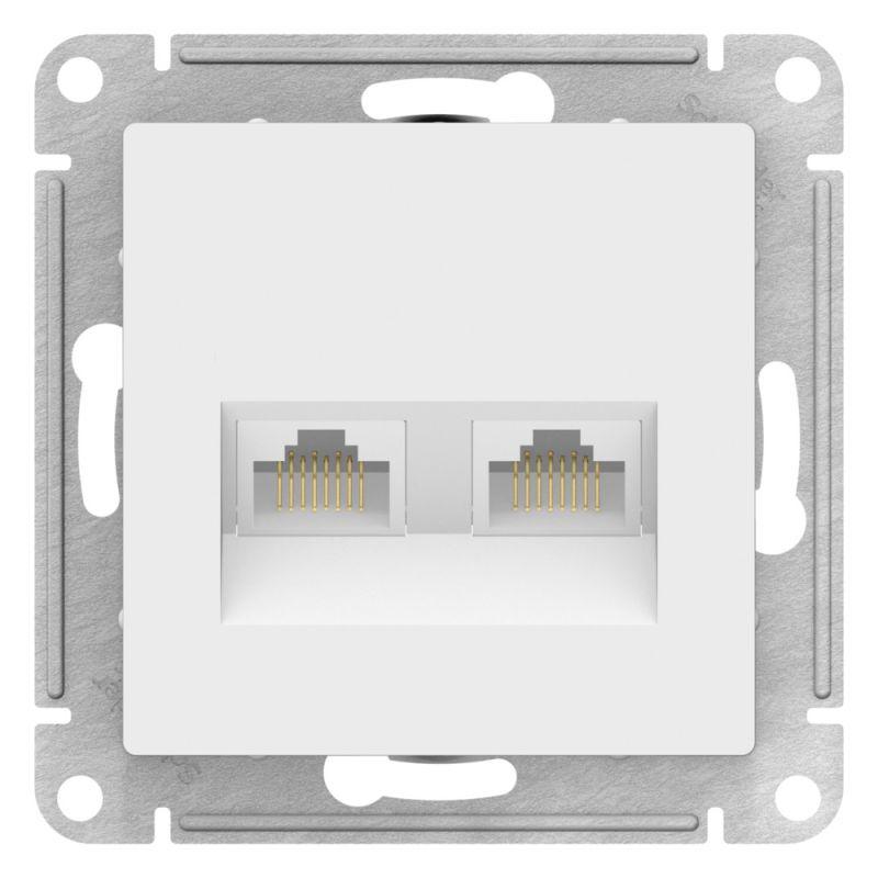 Розетка компьютерная 2-м AtlasDesign RJ45+RJ45 кат.5E механизм лотос SE ATN001385