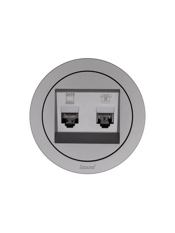 Розетка компьютерная + телефонная OSEN RJ45 кат.6 + RJ11 с модулем механизм сер. матов. LEZARD 743-7488-144