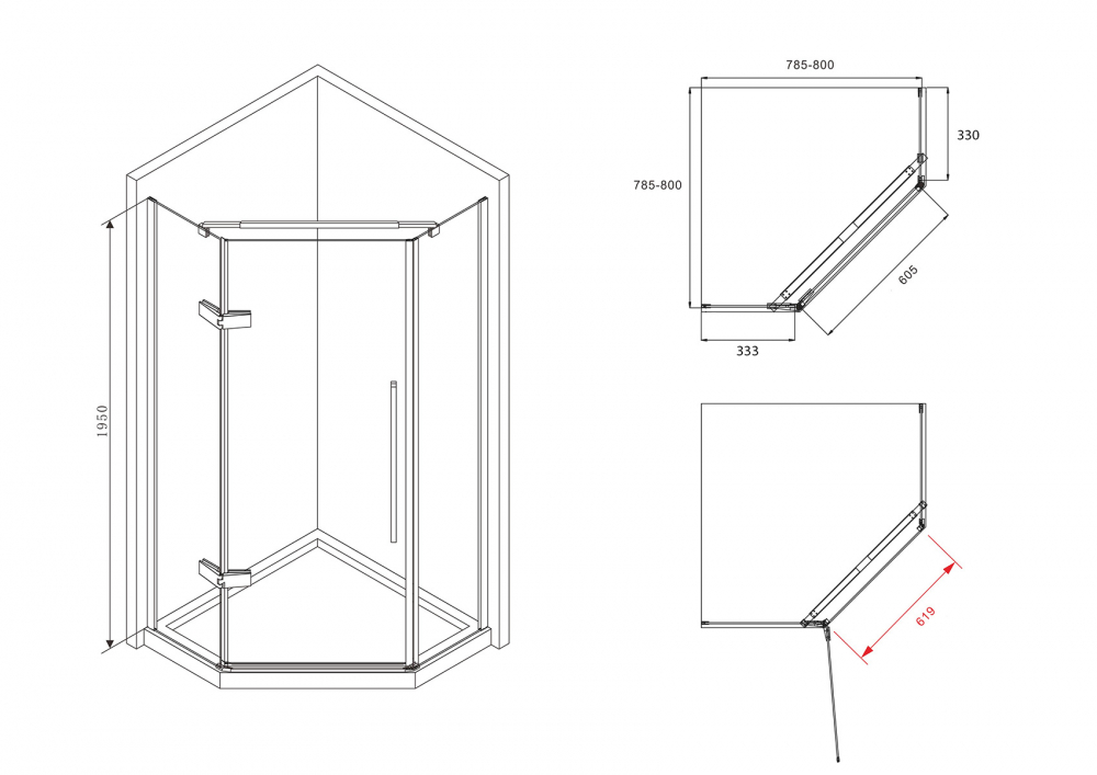 Душевой уголок ABBER Ewiges Wasser AG05080M
