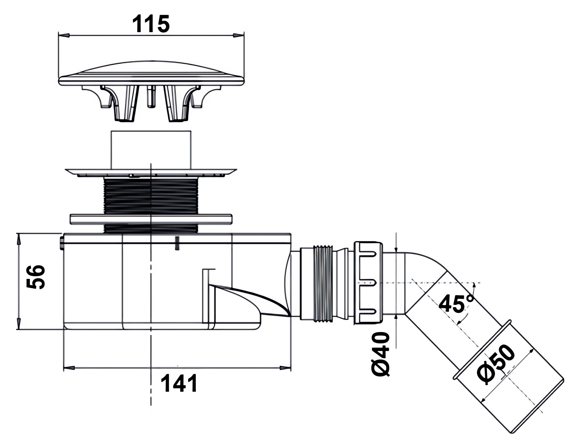 Сифон Bettoserb для поддона слив 90мм