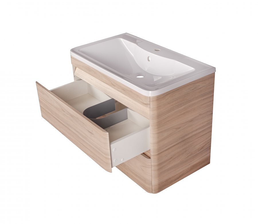 Тумба подвесная "Атлантика 80", Люкс ясень перламутр, PLUS