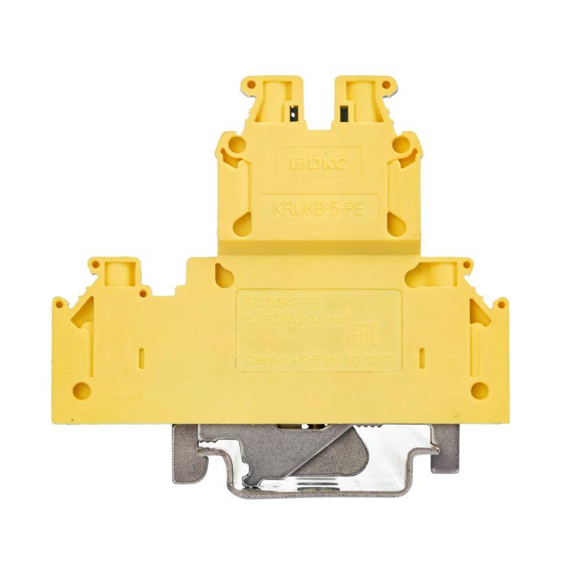 Клемма заземления двухуровневая винтовой зажим 4 точки подключения 4кв.мм DKC KRUKB-5-PE