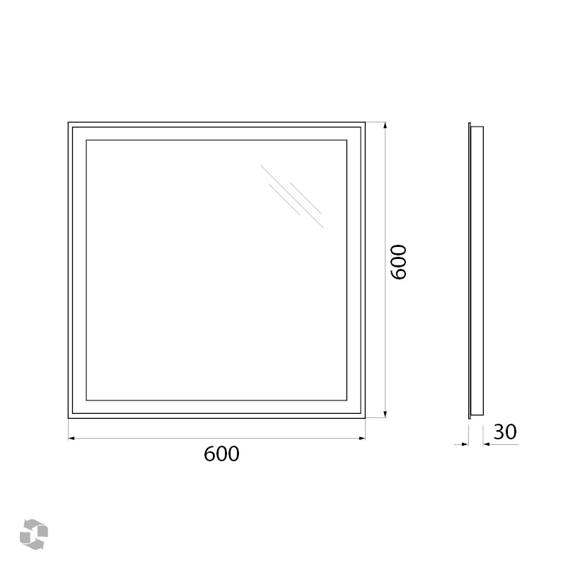 Зеркало BelBagno SPC-GRT-600-600-LED-BTN