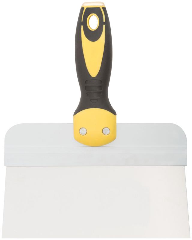 Шпатель фасадный нержавеющий профи прорезиненная ручка сметал. бойком 200мм FIT 06442