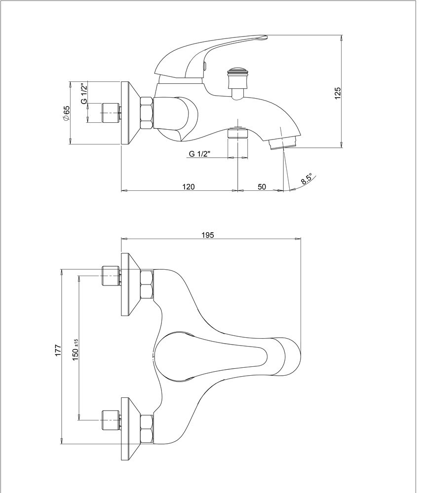 Смеситель Paini Smile 39CR105KM для ванны с душевым набором