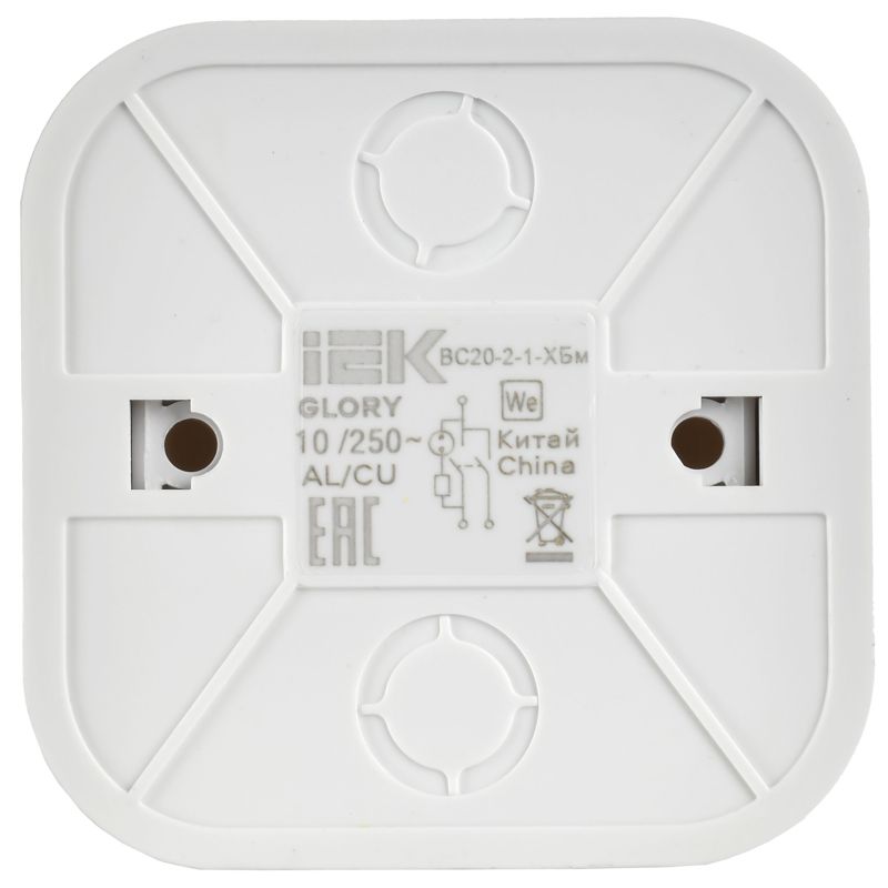 Выключатель 2-кл. ОП GLORY ВС20-2-1-ХБм 10А с индикацией бел. матов. IEK EVH21-K01M-10