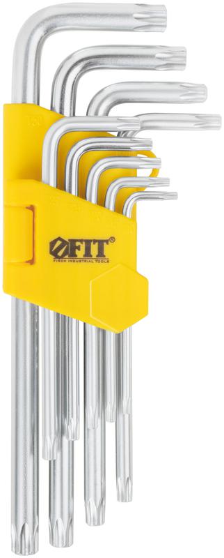 Ключ "звездочки" Т10-Т50 длинный с отверст. в пластик. держателе CrV сталь (уп.9шт) FIT 64026