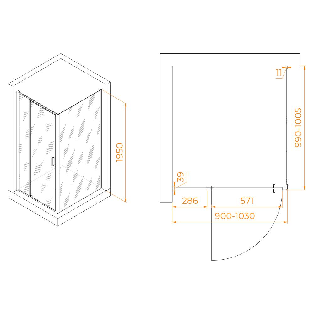 Душевой уголок RGW PA-078 (RGW PA-008 + Z-050-2), 350807890-11