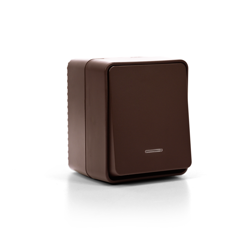 Выключатель 1-кл. ОП AtlasDesign PROFI IP54 10AX с подсветкой корич. SE ATN546013