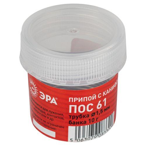 Припой с канифолью для пайки ПОС 61 трубка d1.5мм банка 10гр Эра Б0061083