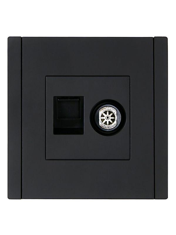 Розетка 2-м TV+RJ45 кат.6 FORTE&PIANO FP137 черн. IEK FP-AK20-2-K02