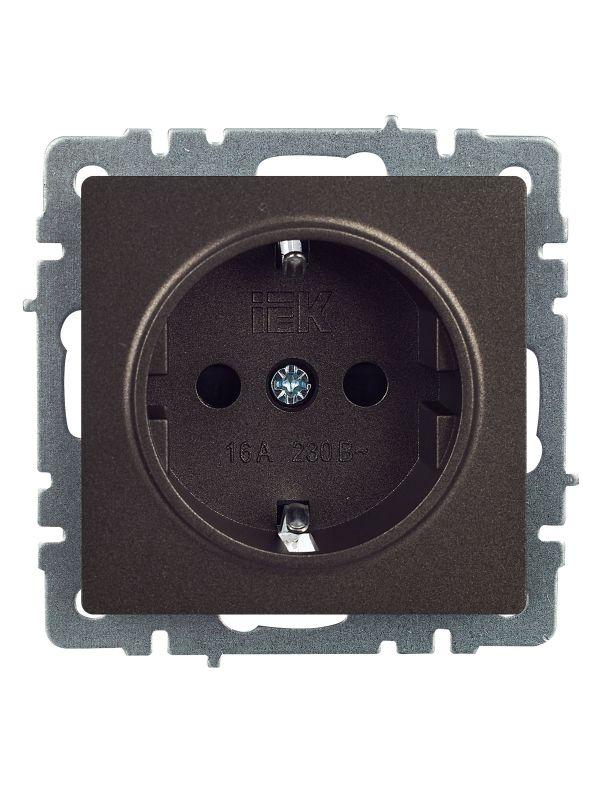 Розетка 1-м СП BRITE РС14-1-0-БрТБ 16А с заземл. защ. шторки механизм бронза IEK BR-R14-16-K45