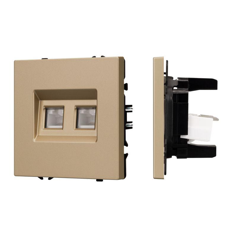 Механизм сдвоенной компьютерной розетки SCT-NOBE-MPC2-SFPL-GD RJ-45 CAT6 Arlight 054314