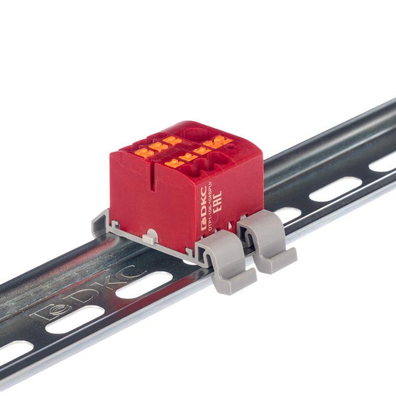 Блок распределительный зажим push-in 1 ввод 6кв.мм 6 точек подключения 25кв.мм красн. DKC DTP1-106-104SPUR