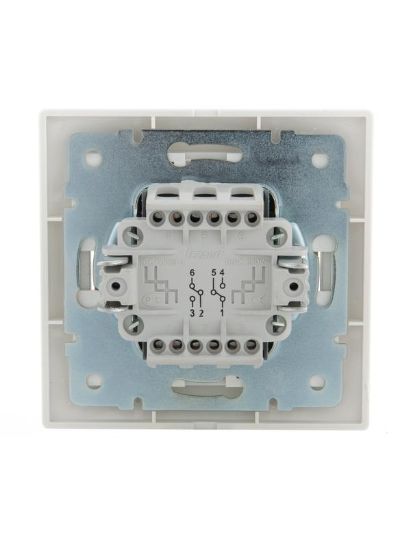 Переключатель проходной 2-кл. СП Mira 10А IP20 с бел.вставкой бел. LEZARD 701-0202-106