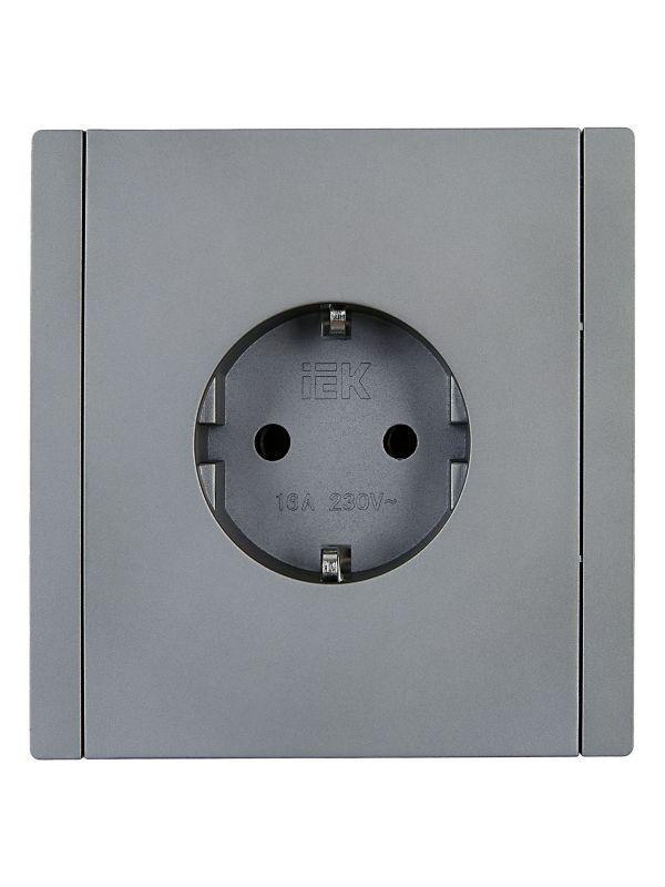 Розетка СП FORTE&PIANO FP515 16А с заземл. защ. шторки винт. крепл. сталь IEK FP-R14-16-K46