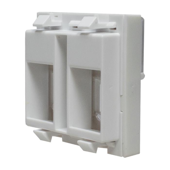 Панель лицевая 2 порта 45х45 Keystone шторки откидное маркировочное окно SUPRLAN 10-0302