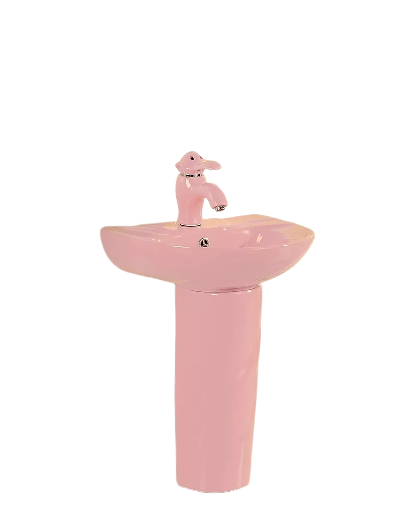 Раковина Gid Nb192-PK 69909 накладная с пъедесталом розовая  43x36x51